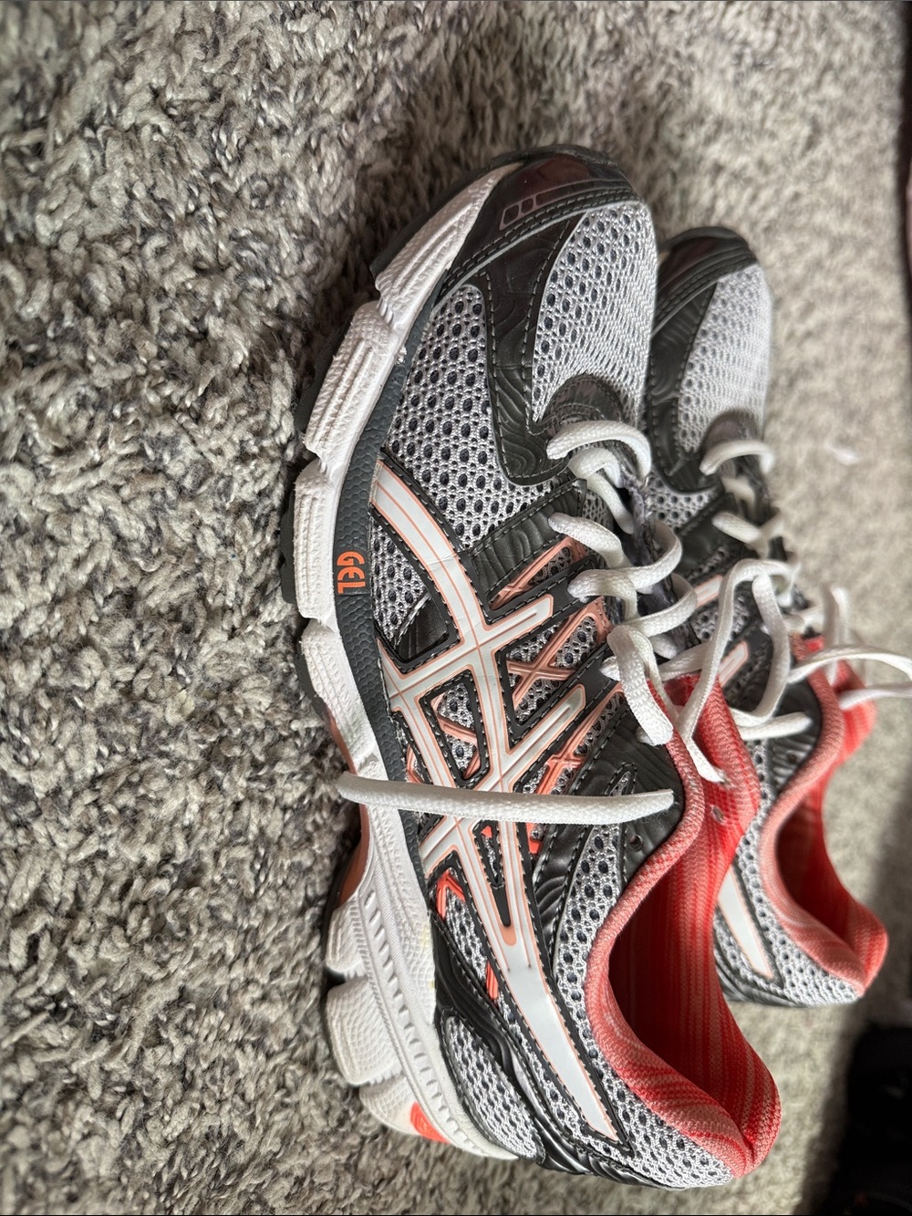 ASICS Women's Athletic Running Shoes - Gray with Coral Accents
